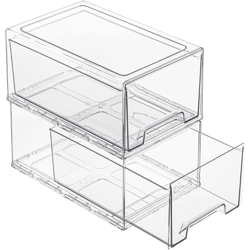 Clear Stackable Storage Drawers 2 Pack XL