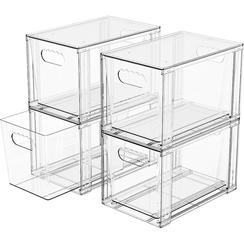 4 Pack Clear Stackable Drawers