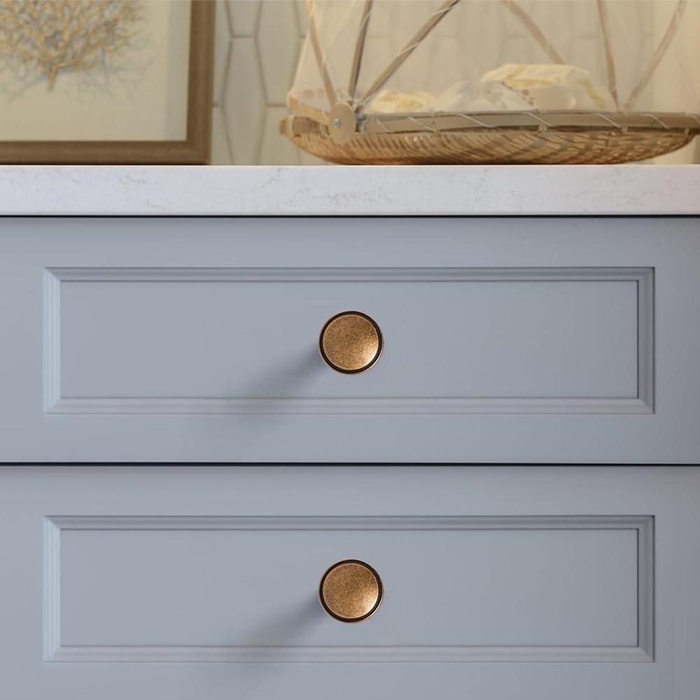 Brass Round Cabinet Knobs 30 Pack
