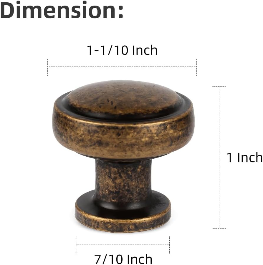 Brass Round Cabinet Knobs 30 Pack