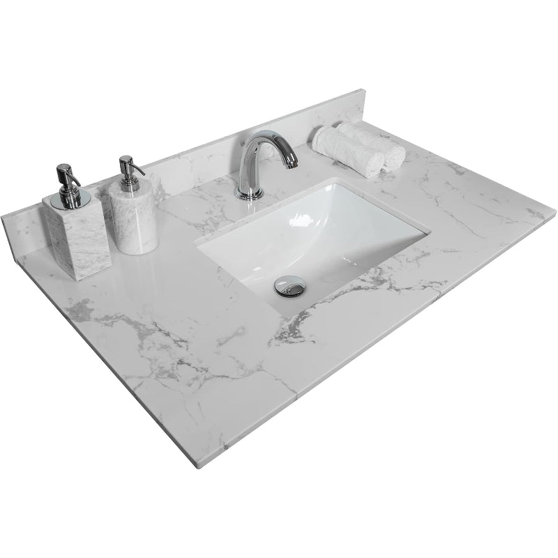 31" White Carrara Vanity Top