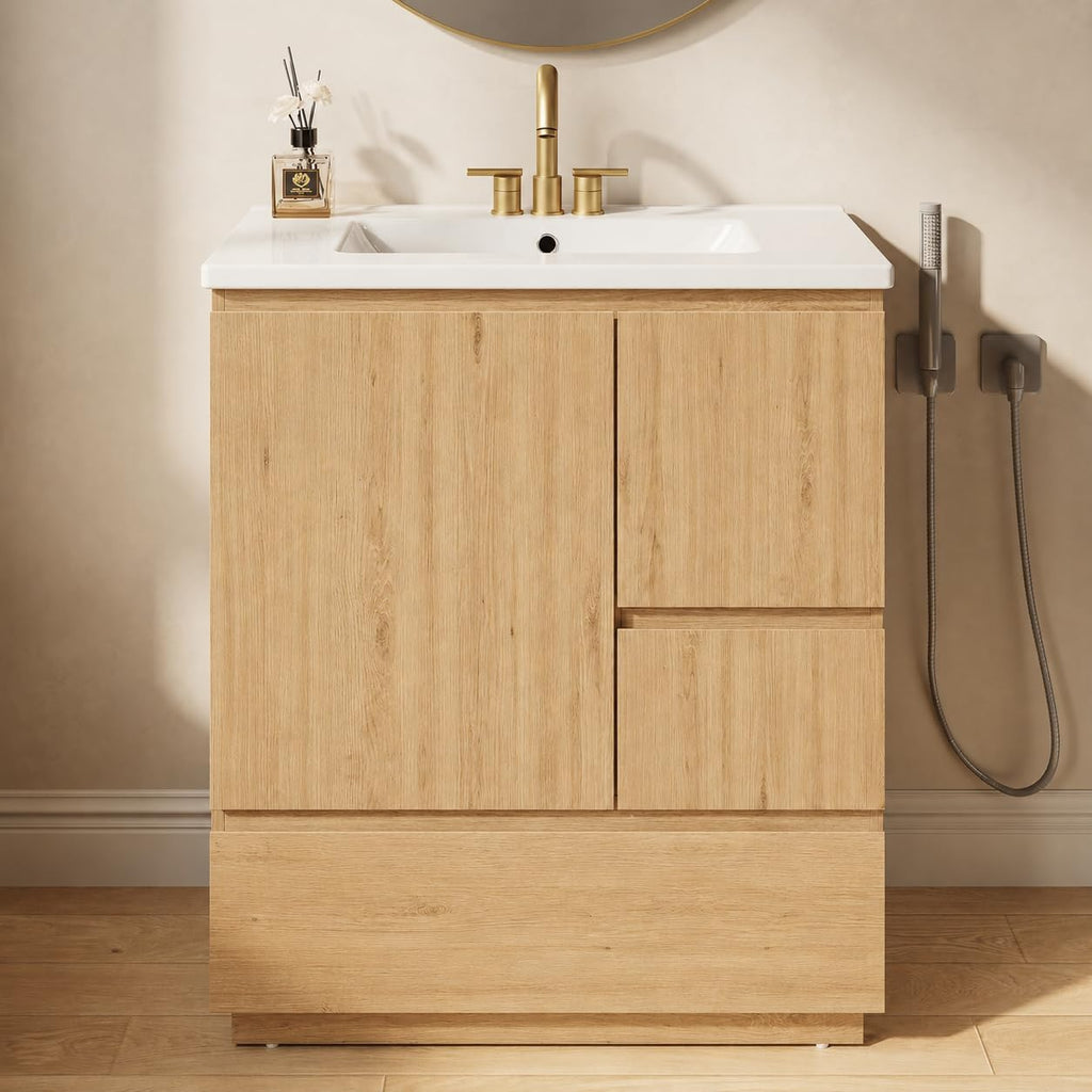 30" Natural Oak Bathroom Vanity