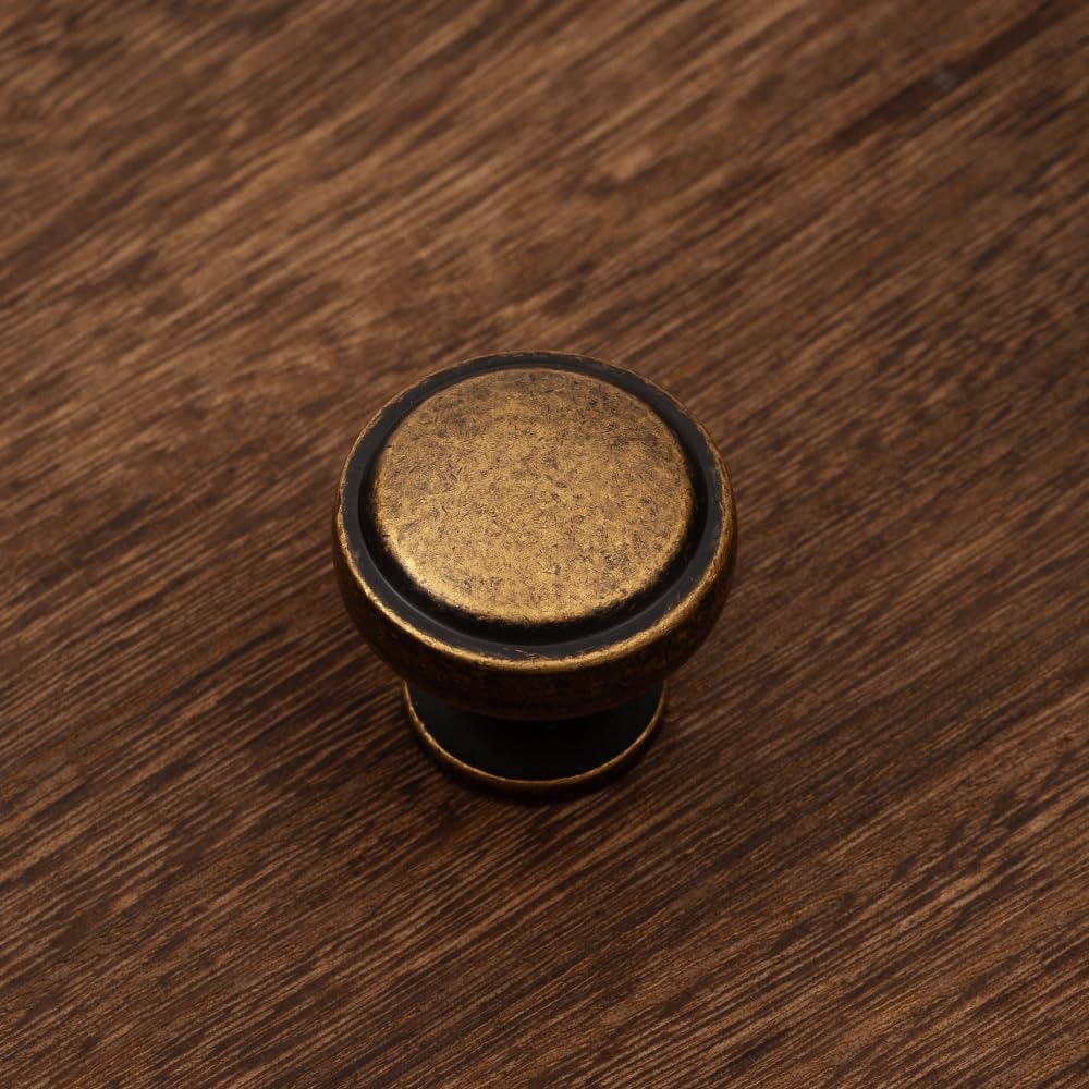 Brass Round Cabinet Knobs 30 Pack