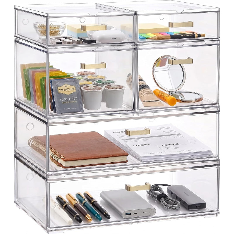 6 Pack Acrylic Stackable Drawers