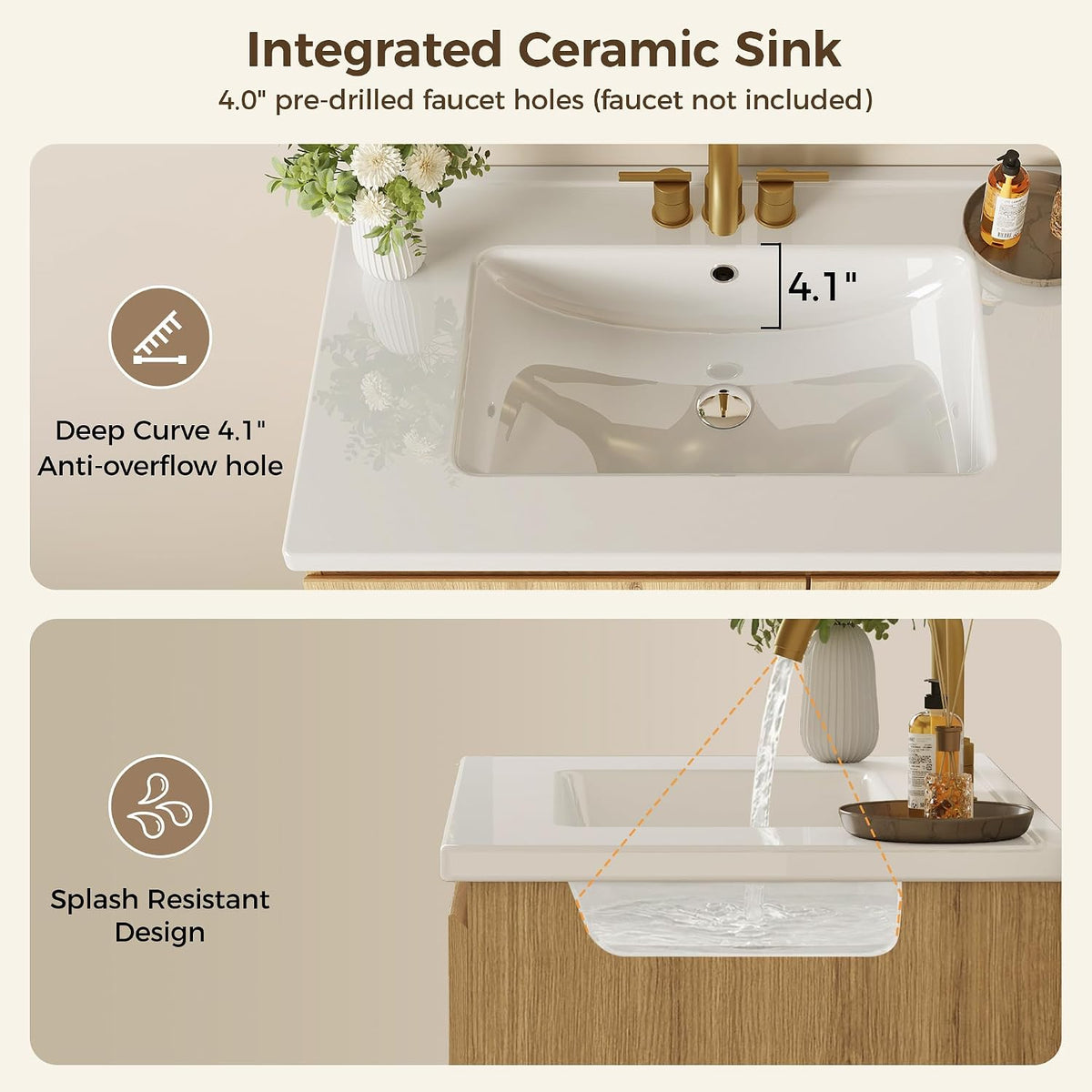 30" Natural Oak Bathroom Vanity