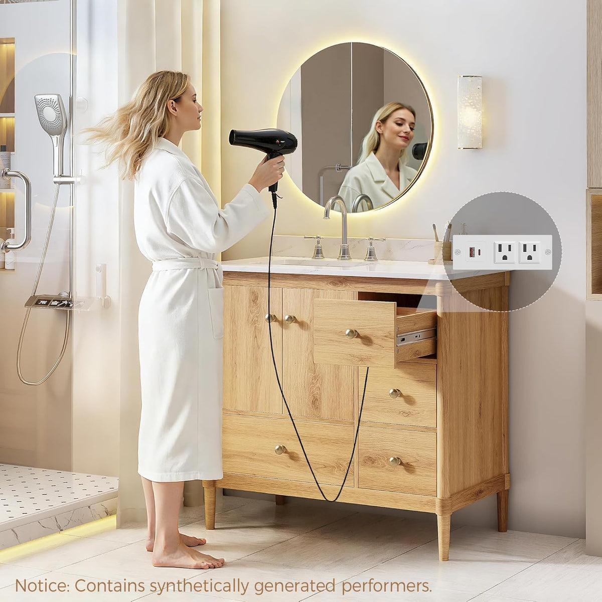 36" Wood Tone Quartz Vanity