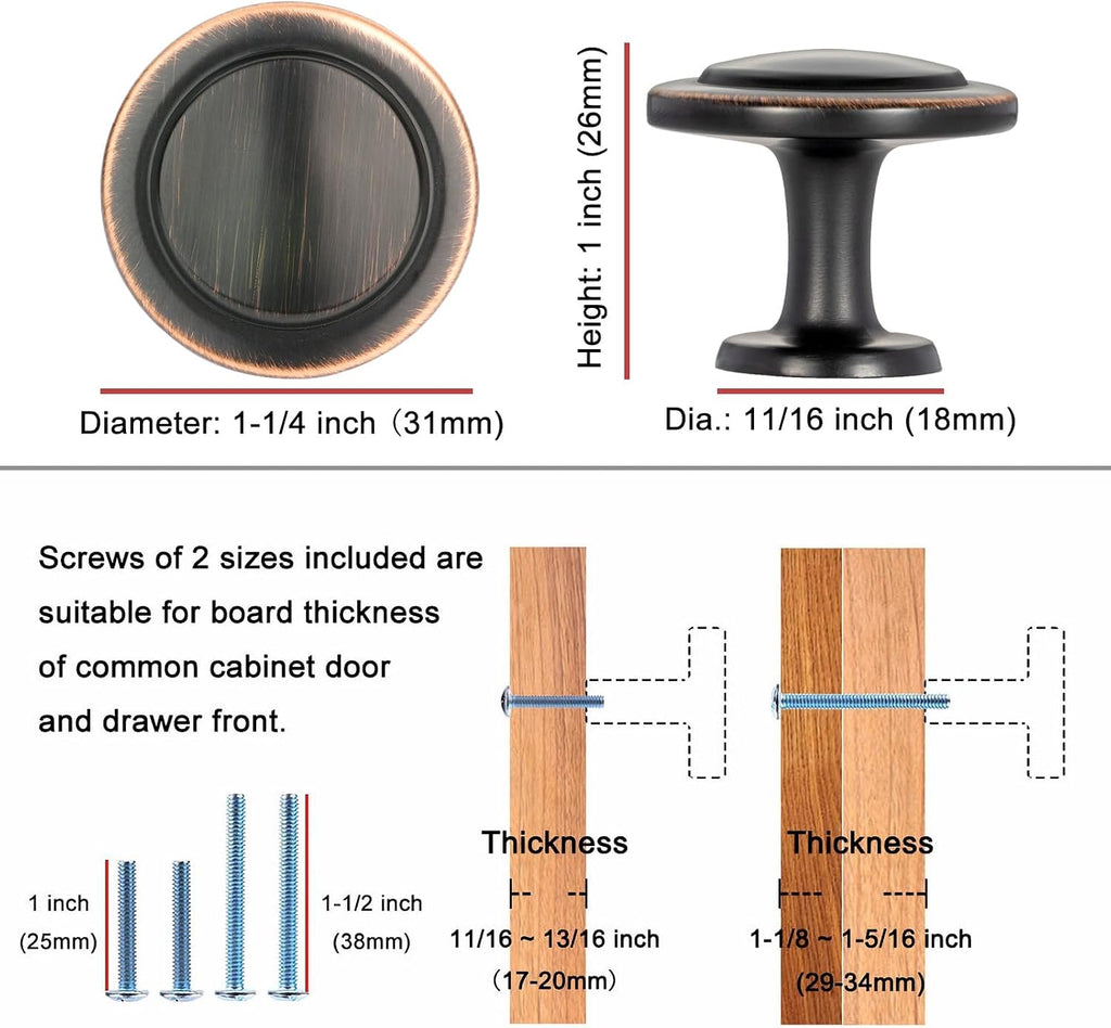 30 Pack Bronze Cabinet Knobs