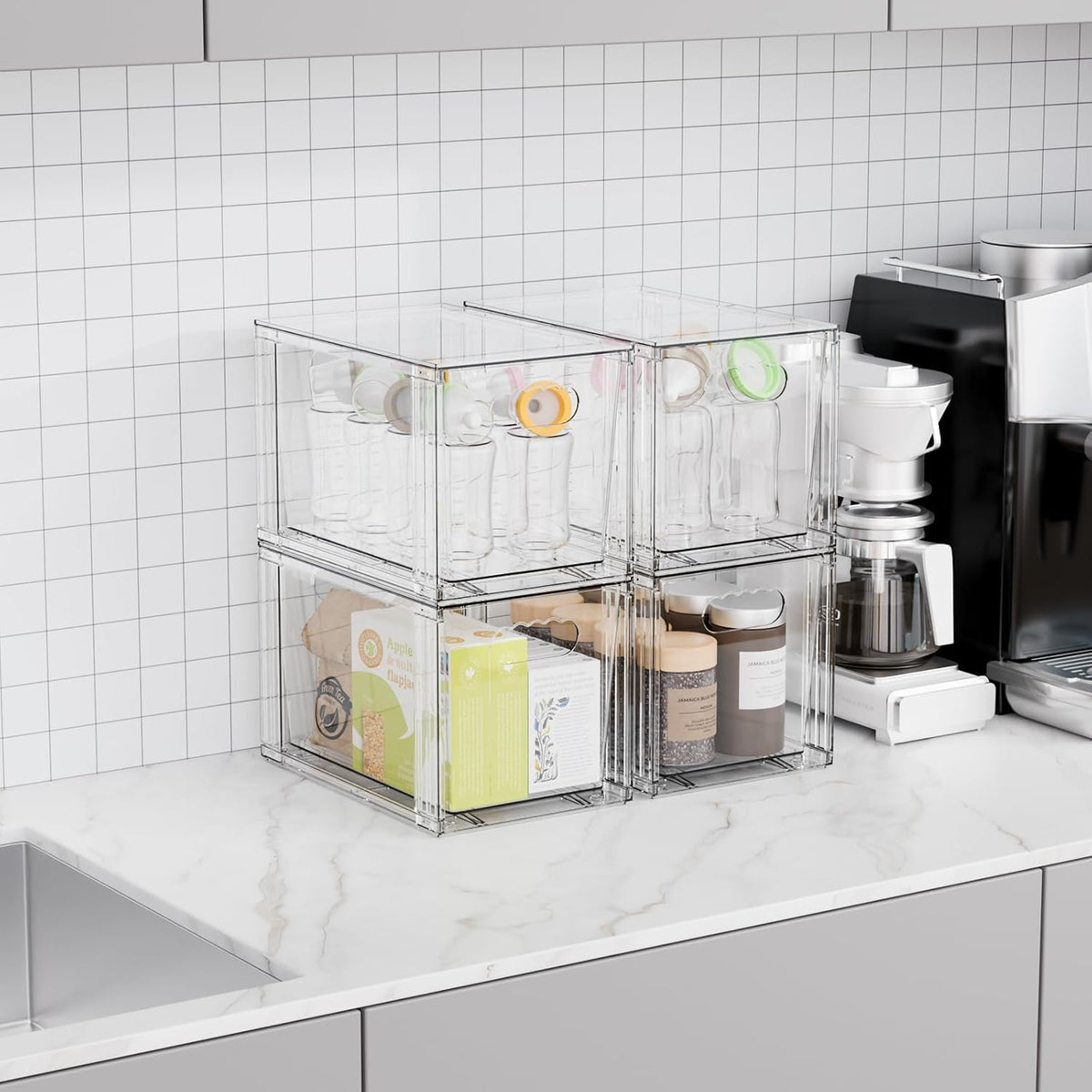 4 Pack Clear Stackable Drawers