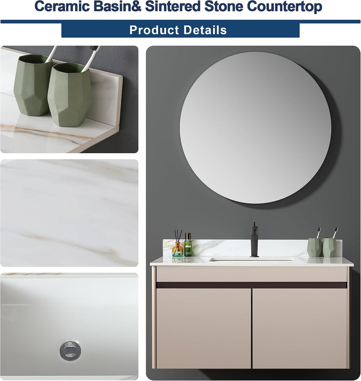 43" Calacatta Gold Sintered Vanity Top
