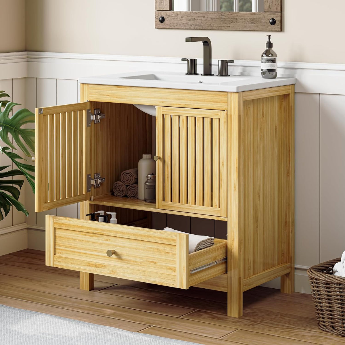 30" Solid Wood Bathroom Vanity with Sink