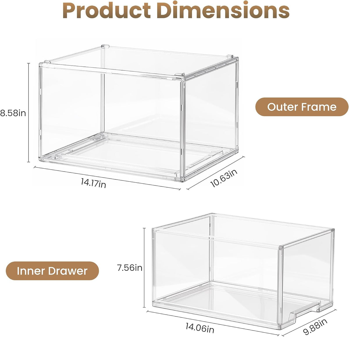 Large Clear Stackable Acrylic Drawers