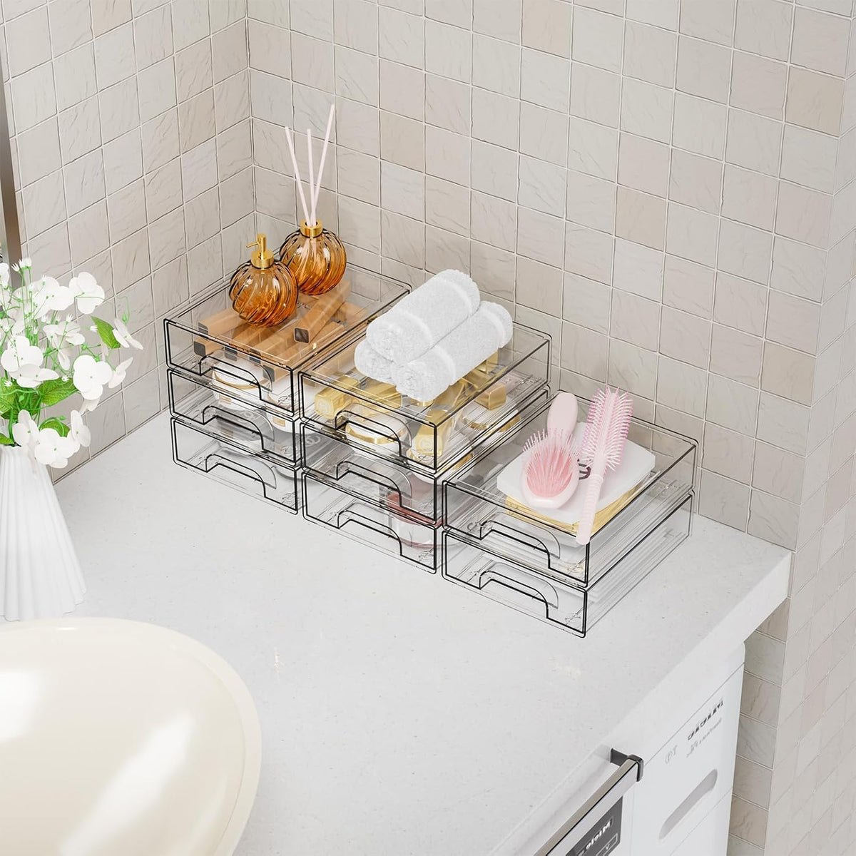 8 Pack Acrylic Stackable Drawers
