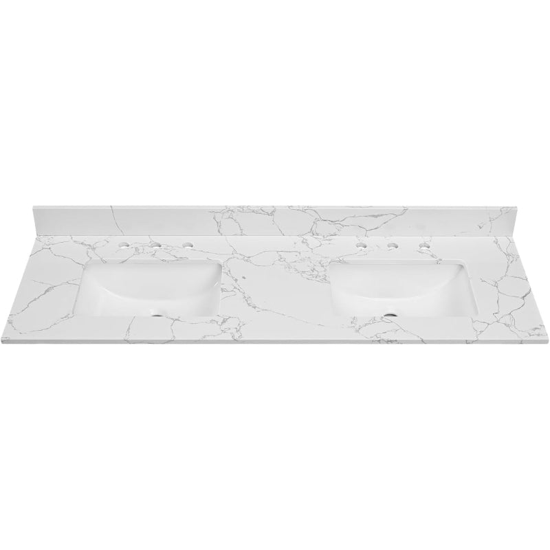 60" Lightning White Double Vanity Top
