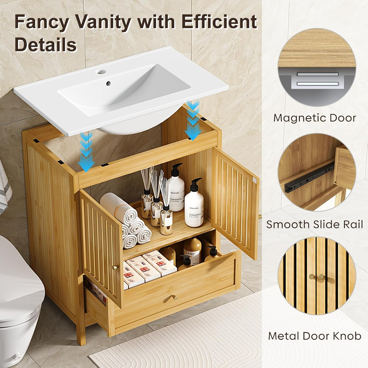 30" Solid Wood Bathroom Vanity with Sink