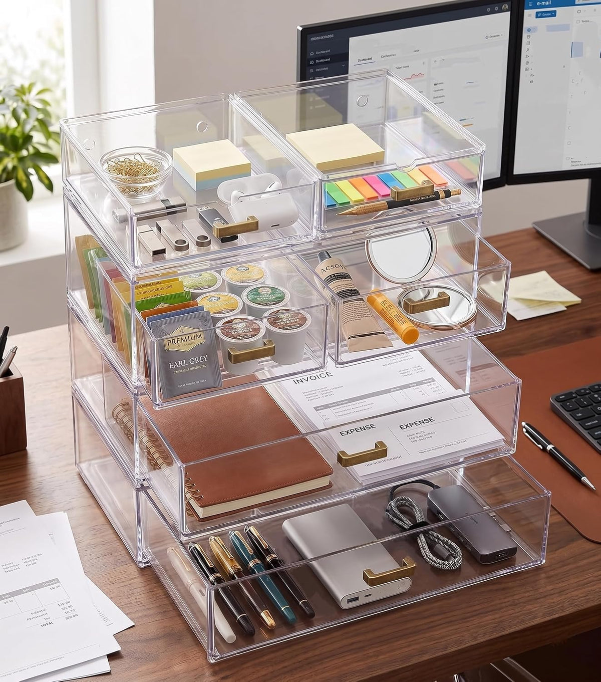 6 Pack Acrylic Stackable Drawers