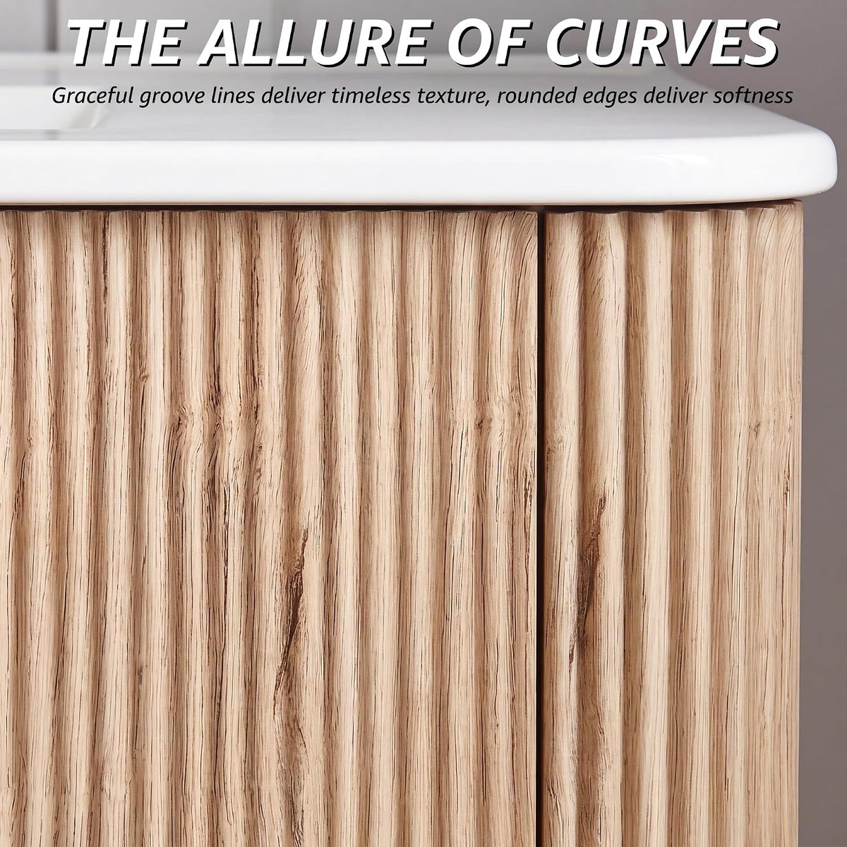 36" Natural Oak Fluted Vanity