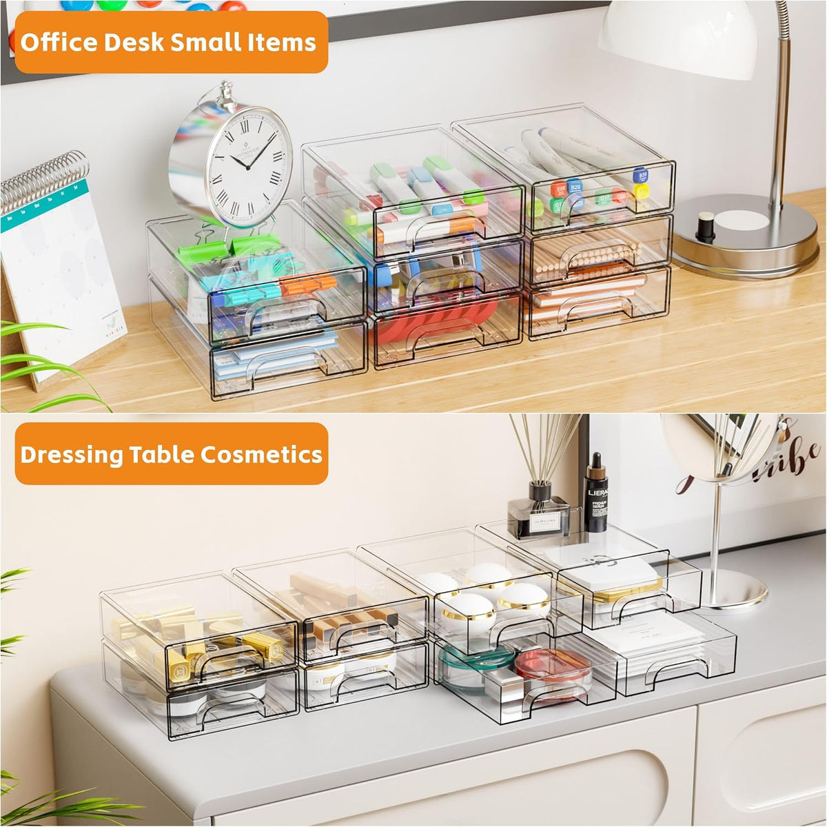 8 Pack Acrylic Stackable Drawers