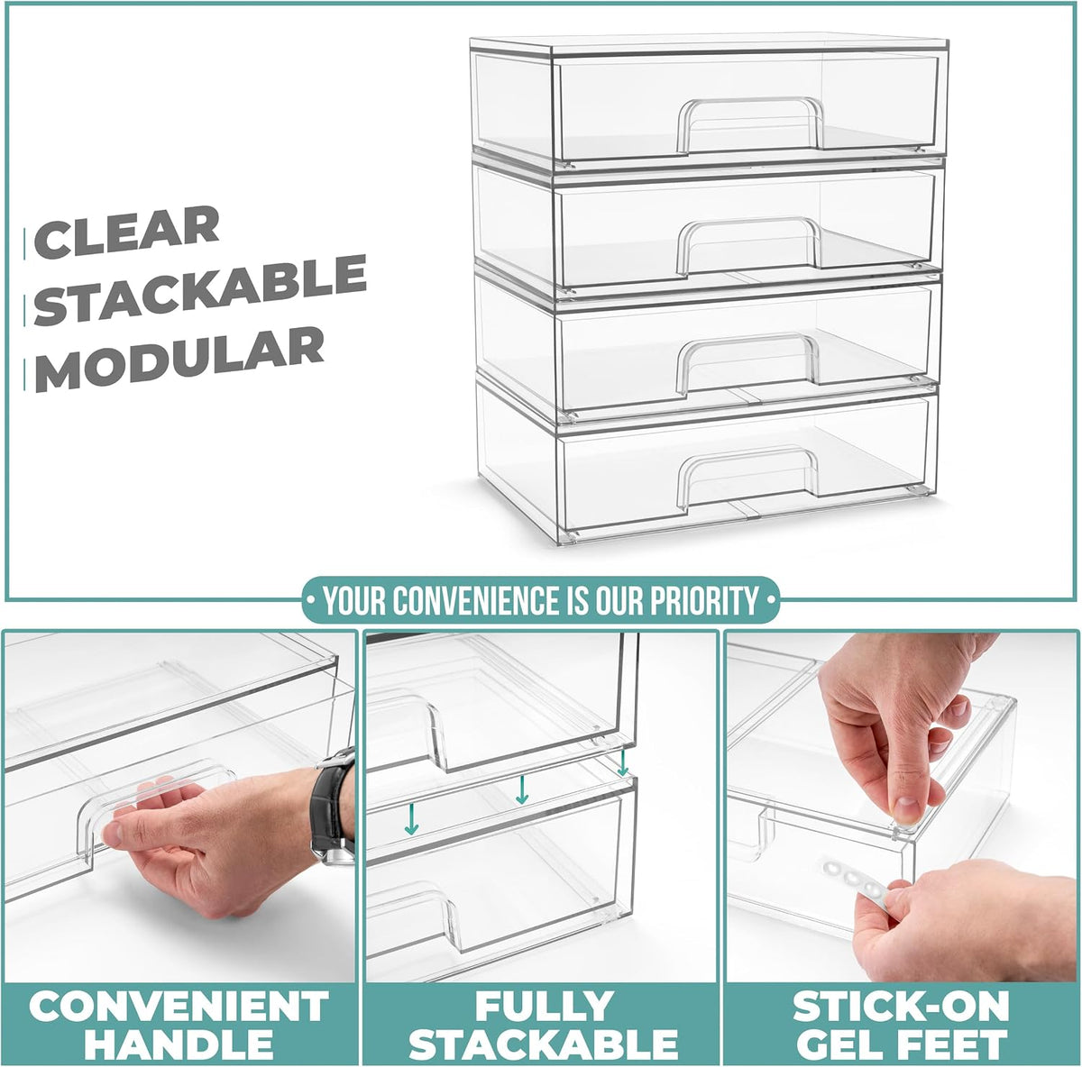 4 Pack Stackable Drawers