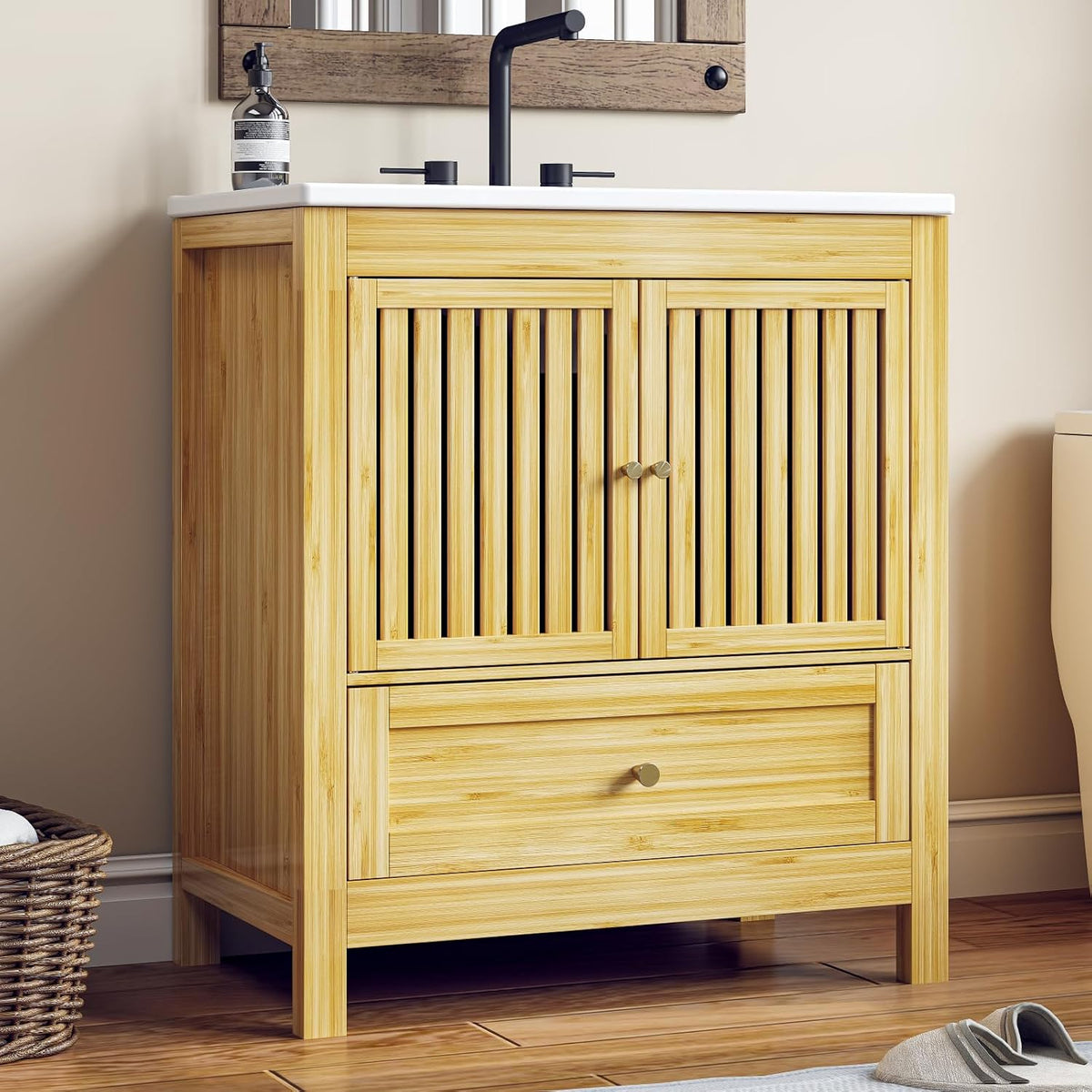 30" Solid Wood Bathroom Vanity with Sink
