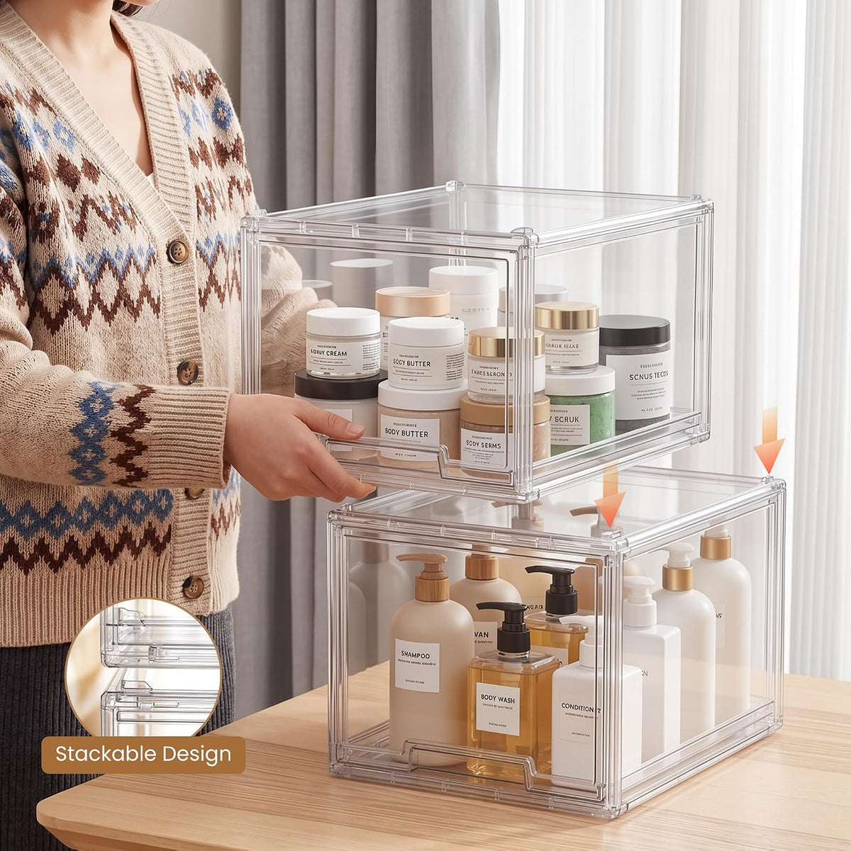 Large Clear Stackable Acrylic Drawers