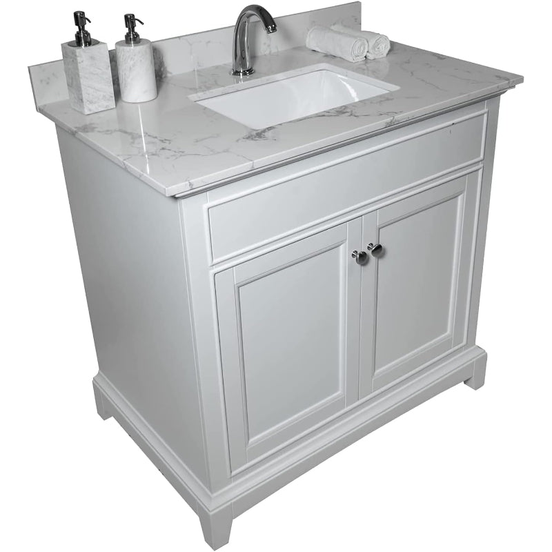 31" White Carrara Vanity Top