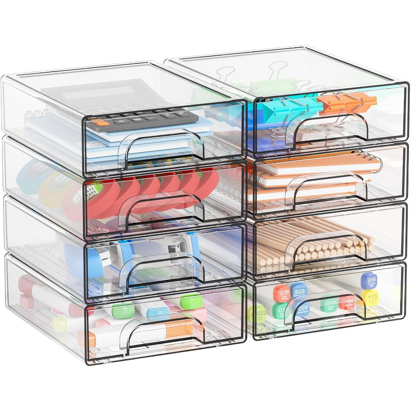 8 Pack Acrylic Stackable Drawers