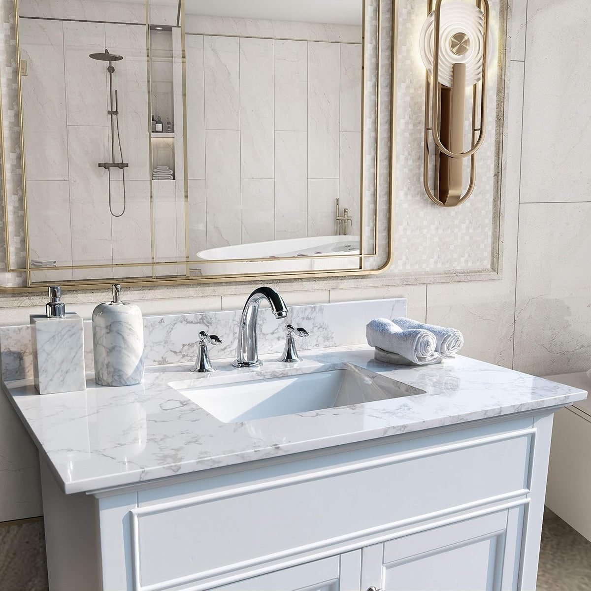 37" Carrara White Vanity Top