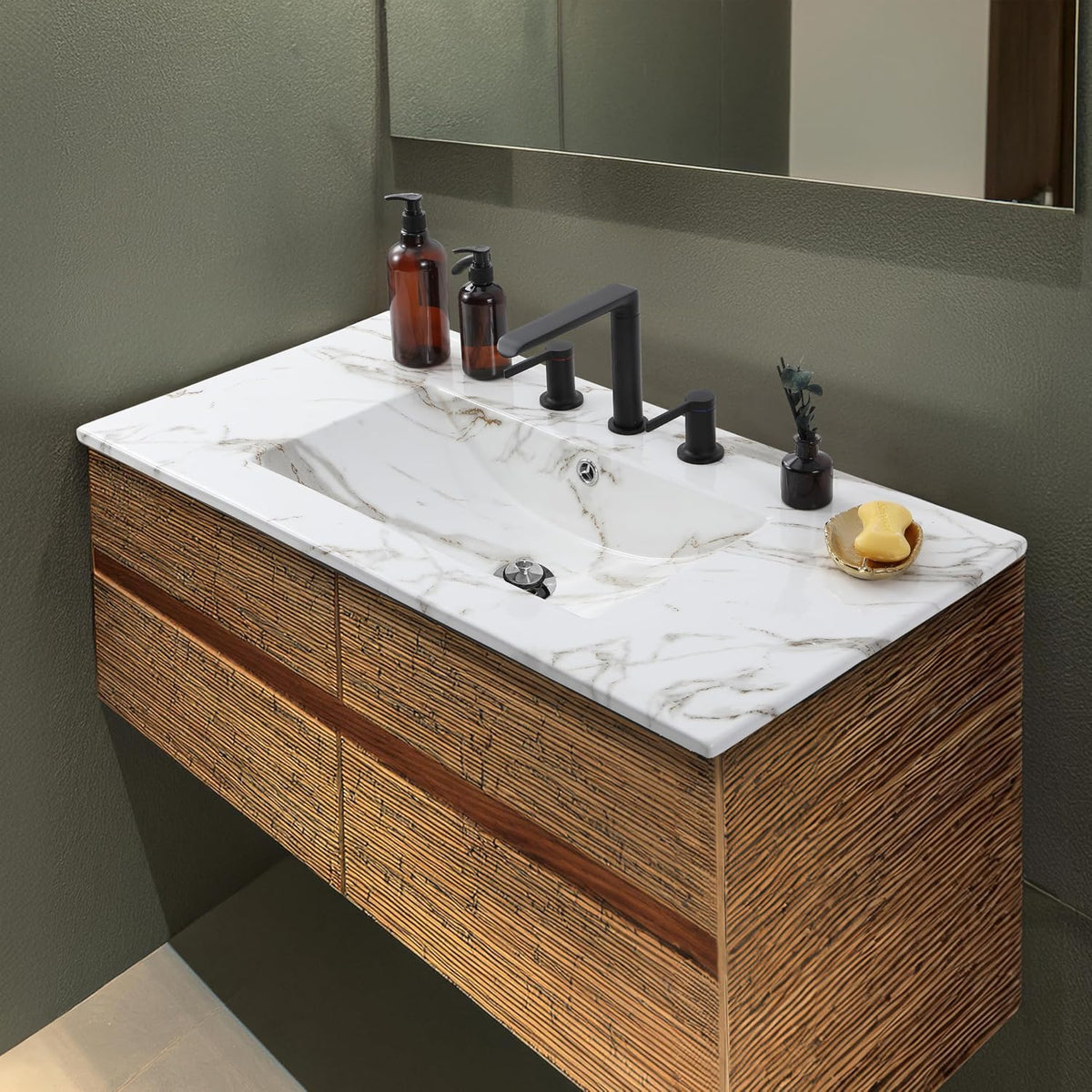 36" White Marble Vanity Top