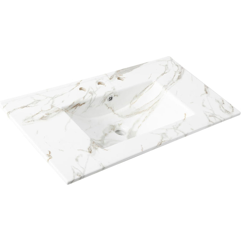 36" White Marble Vanity Top