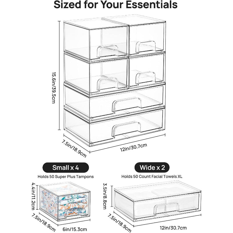 6 Pack Stackable Drawers