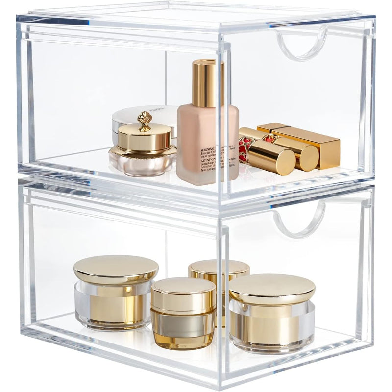 2 Pack Clear Stackable Drawer