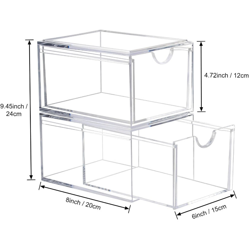 2 Pack Clear Stackable Drawer